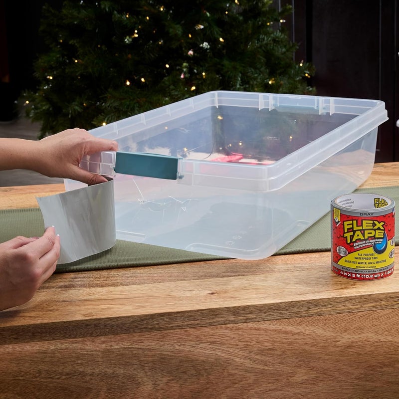 FLEX TAPE , Original Thick Flexible Rubberized Waterproof Tape - Seal and Patch Leaks, Works Underwater, Indoor Outdoor - Home RV Roof Plumbing and Pool Repairs, Gray, 4 in x 5 ft, Pack of 1 - Image 5